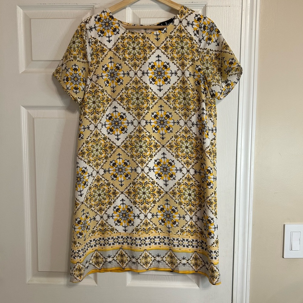 Lulus Yellow Patterned Dress